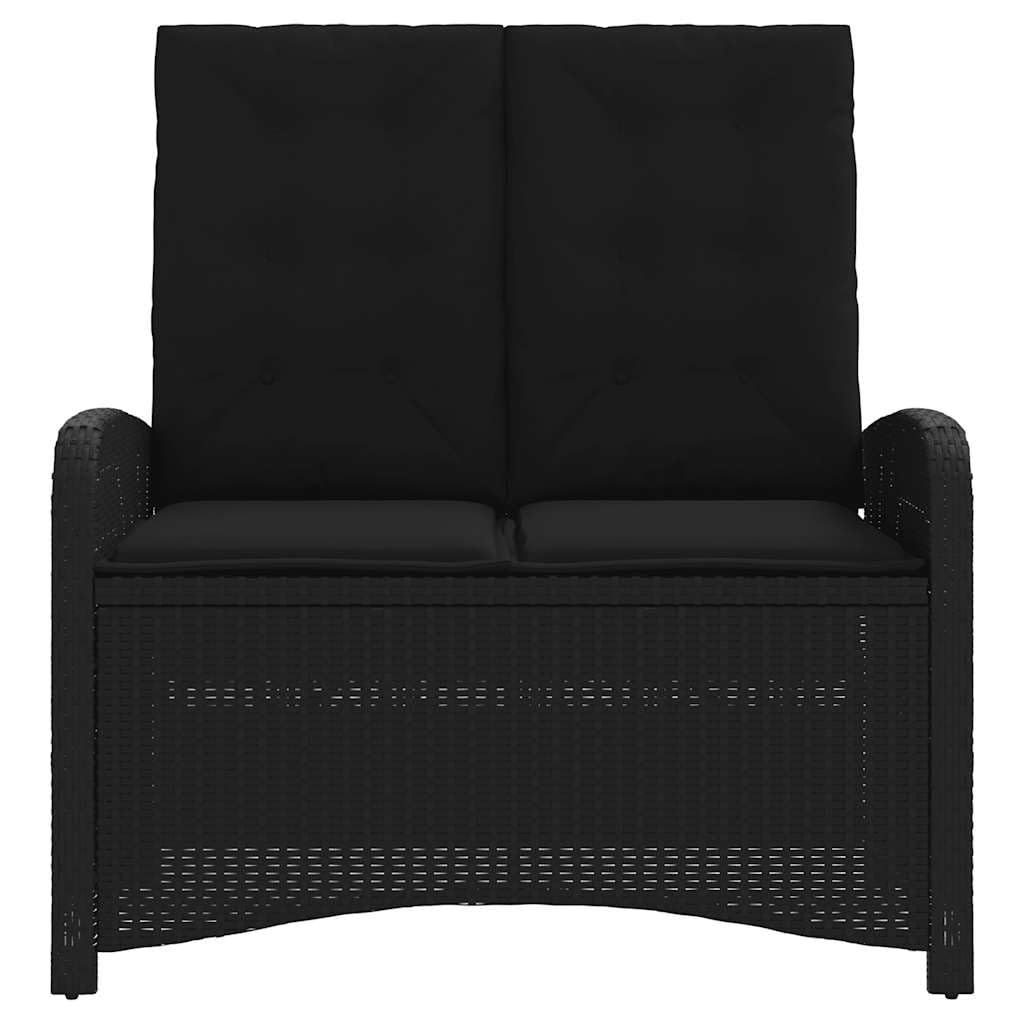 Fengshui Ławka ogrodowa z regulowanym oparciem, rattan PE czarny