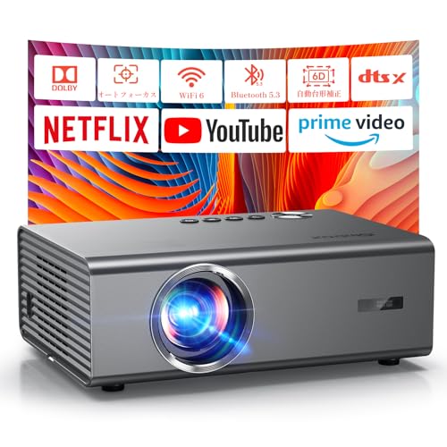 vWFN^[ 4K iSinbox ƒpvWFN^[ ^ V䓊e 1000ANSI Px AII[gtH[JX6D`␳ 1080P WiFi6 Bluetooth5.3 z[VA^[ 300C`  Projector IOS