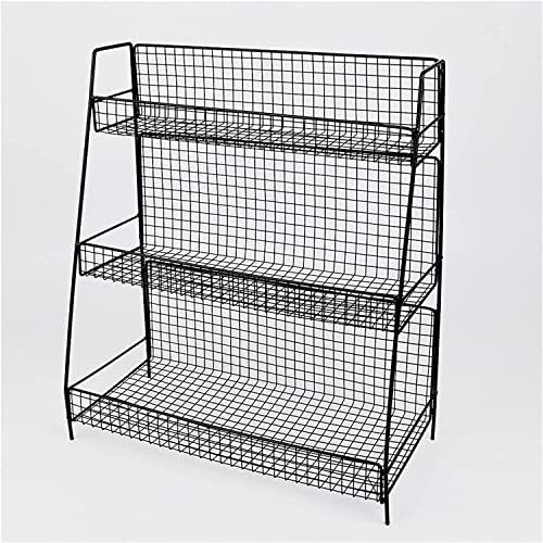 Craft Room Ribbon Storage Organizer Rack Black Storage Stand Metal Rack for Ribbon Spool/Cotton Thread Roll, Multi-Function Craft Wrapping Paper Display Holder, Desktop Mesh Shelf (Color : Black, Si