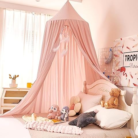 dix-rainbow Princess Decor Canopy for Kids Bed, Soft and Durable Bed Canopy for Girls Room Tent Canopy Dreamy Mosquito Net Bedding, Children Reading Nook Canopies Indoor Cover
