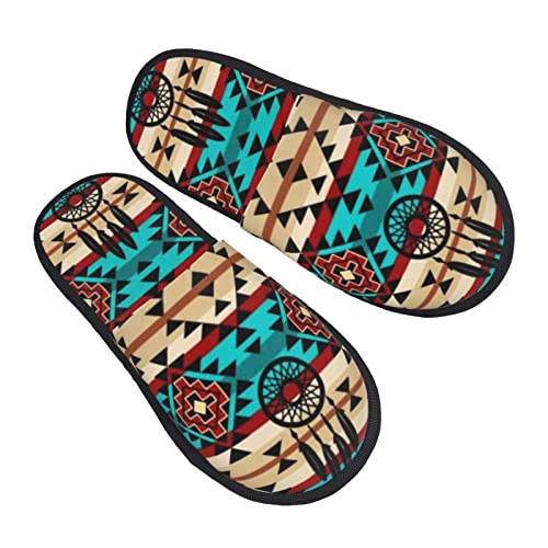 Unisex Cozy Indoor Furry Slipper-Southwest Aztec Dream Catcher Plush House Slippers Warm Bedroom Shoes