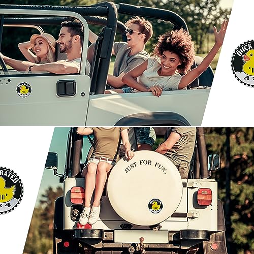Image of EDINGM 2 PCS Duck Rated Car Emblem, 4x4 Metal, Yellow, Universal, Compatible with Jeep Wrangler, Truck, SUV, RV