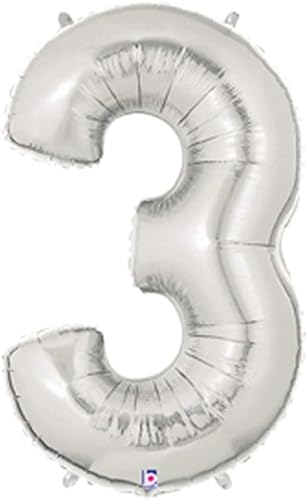 Gran Globo nĂşmero 3Plata mega-loon Fiesta Globo Globo de 40Foil Mylar Gran Globo nĂşmero 3Plata mega-loon Fiesta Globo Globo de 40Foil Mylar