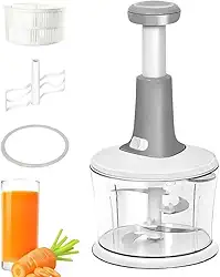 Processador de Alimentos Manual 1500ml Ideal Para Todos Os Tipos De Legumes e Verduras 3 Laminas Aço Inoxidavel Praticidade e Agilidade na Cozinha - Cores Sortidas