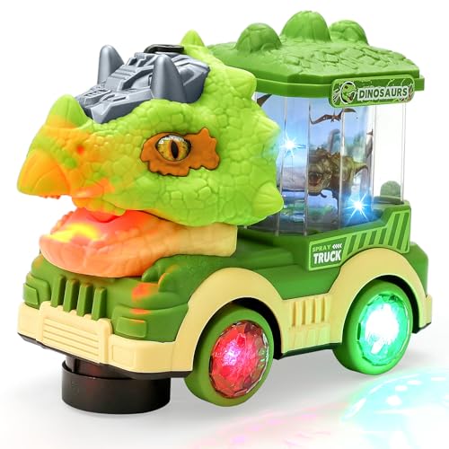Dinosaure Jouet Voiture Enfant pour Garçon 3-8 Ans, avec Fumée Simulée, Effets Sonores Dynamiques, Éclairage Cool, Roue Universelle, Convient comme cadeau de Noël ou d'anniversaire pour les enfants