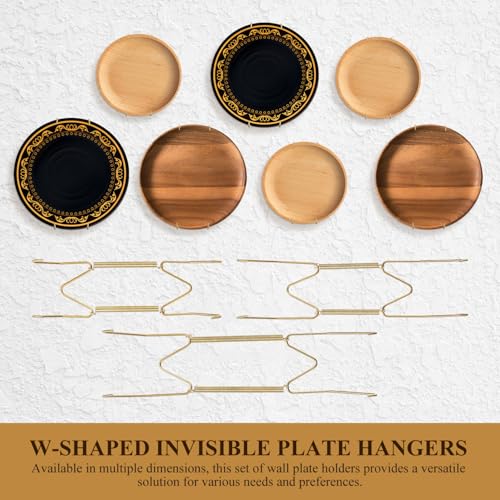 Image of MAGICLULU Invisible Plate Hangers for Wall with Spring Hooks W Type Steel Plate Holders Set for 6 8 10 Inch Plates Decorative Wall Display Holders for Home Kitchen