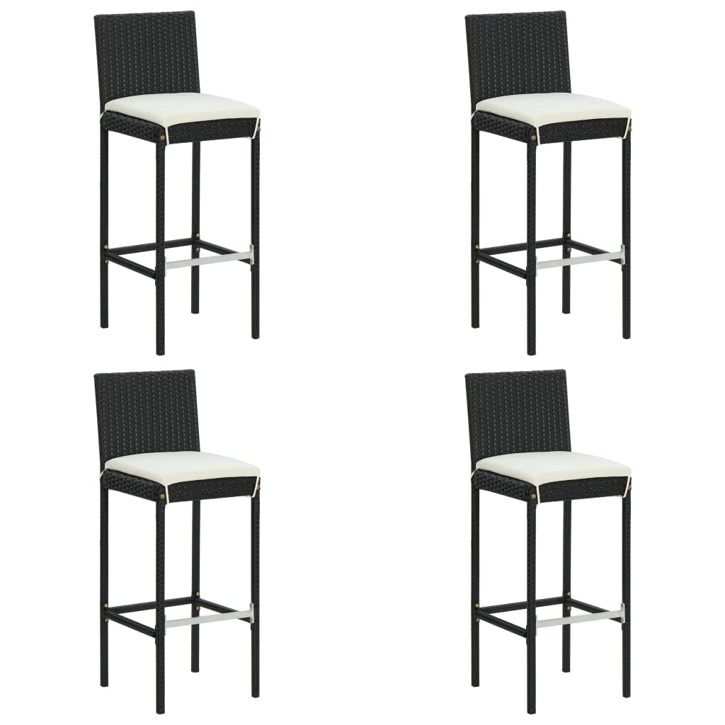 Juego de muebles de jardín con cojines y 5 piezas, color negro
