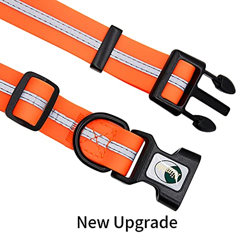 Image of Nimble Reflective Waterproof Dog Collar Adjustable Odor Resistant Easy Clean Pet Collar for Small Medium Large Dogs Night Walking Outdoor Rainy Use (Small (9.45 inch-14.17 inchinches), Orange)