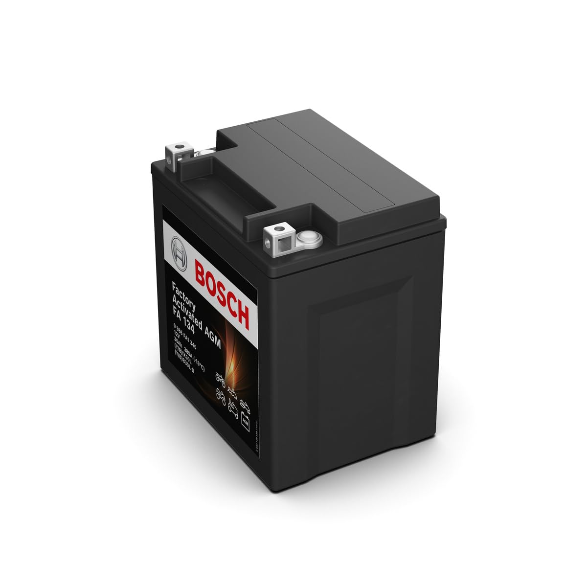 Bosch FA134 - Batería para Motocicletas AGM - 12V 385A 30Ah - Adecuada para motocicletas, motos de enduro, scooters, quads, motos de agua - Compatible M4F60, BIX30L, BB30L-B