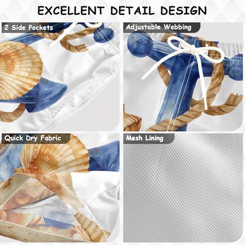 Boys Swim Trunks Anchor Conch Shell Toddler Swim Shorts Beach Board Shorts Swimsuit3