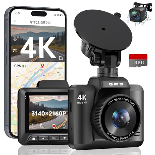 Dash Cam Front and Rear, Ecomoment 4K+1080P Dual Dash
