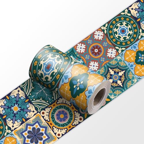 VisitRyl Cenefas Adhesivas para Cocina Baño Decorativas YX-340 15 * 240cm Fácil Aplicación Resistente Agua