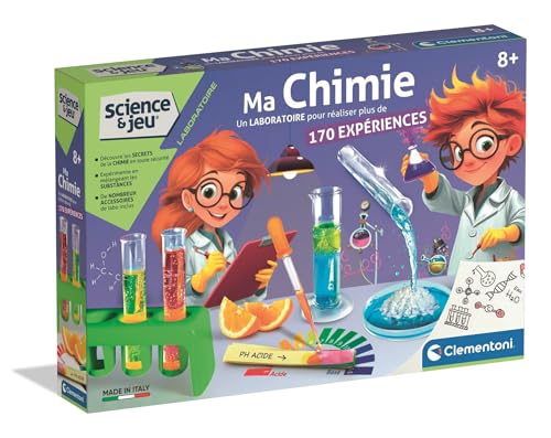 Clementoni | Science & Jeu – Ma Chimie pour Enfants 8 Ans+ | Kit Scientifique avec 170 Expériences Éducatives | Activité STEM avec Matériel de Laboratoire |...