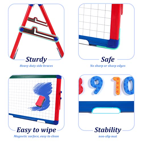 Desktop Drywipe Easel Magnetic Whiteboard Small Double Sided Tabletop Whiteboard Easel Standing Portable Dry Erase Board With 82Pcs Foam Magnets,16.5X12Inch #TOP3