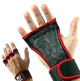 Mava Sports Workout Gloves with Wrist Wraps Support and Full Palm Leather Padding, for Weightlifting, Cross Training, Pull-Ups, WOD, and Powerlifting, Unisex (Red, Large)