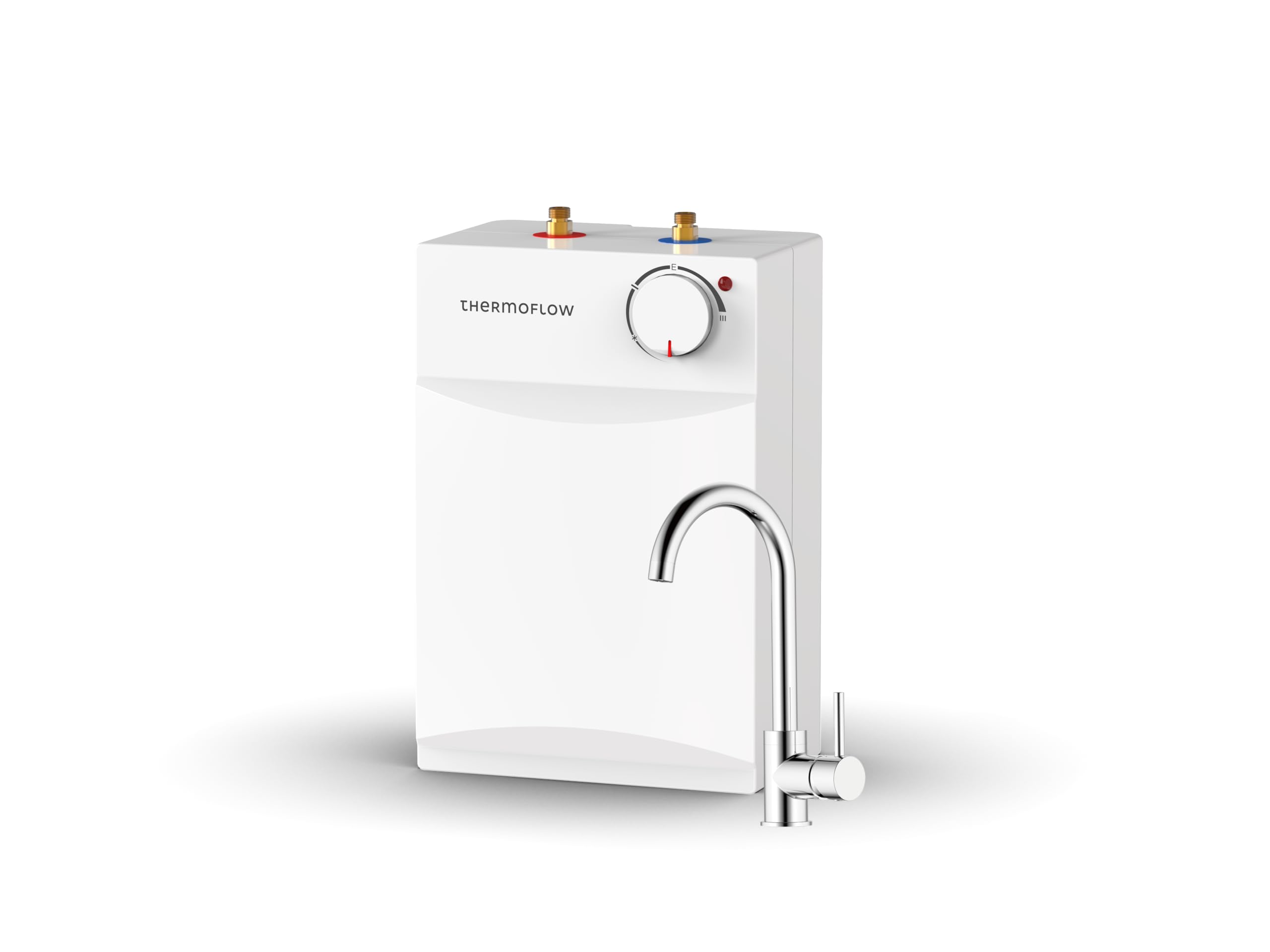 Thermoflow Ensemble de chauffe-eau sous-évier UT 5 Ovalis | Chauffe-eau sous-évier avec mitigeur basse pression 5 l de volume | Raccord G 3/8" | 35 - 75 °C | 65 °C en 10 min.