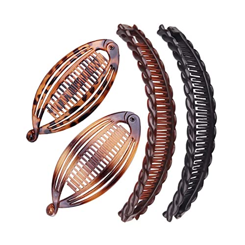 4 Pinzas de Plátano para Pelo Peines Clásicos de Garra Doble Peine Grande Pinza de Cola Pescado Clip de Soporte de Cola de Pelo