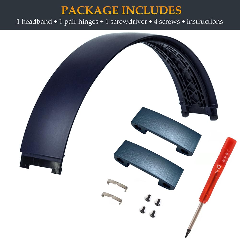 Beat Studio Pro - Fascia di ricambio e cerniera uguali alla fascia ad arco OEM + kit di riparazione con cerniere, parti compatibili con cuffie Beats by Dre Studio Pro (A2924) e Studio 3 (A1914) (blu