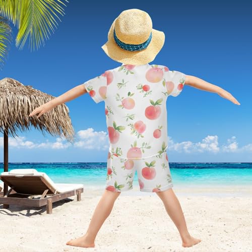 Image of visesunny Boy Floral Short Sleeve Button Down Shirt & Casual Shorts Set Summer Outfits 3-10 Years Clothes