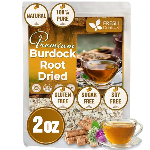 Image of FRESHDRINKUS, Premium 2oz Natural Burdock Root, 100% Natural & Pure from Burdock Root, Burdock Root Herbal Tea, No Additives, No Caffeine, Vegan