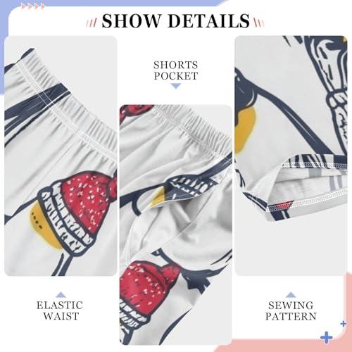 ZZXXB Winter Cartoon Penguins Boys Long Pants Soft Trousers Elastic Waist Kids Lounge Bottoms with Pockets S-XL4