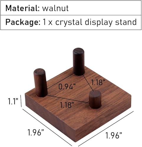 Miniatura 8 de Soporte de exhibición de cristal de nogal, soporte de exhibición de roca con tres clavijas, soportes para caballete de exhibición de geodas de coral