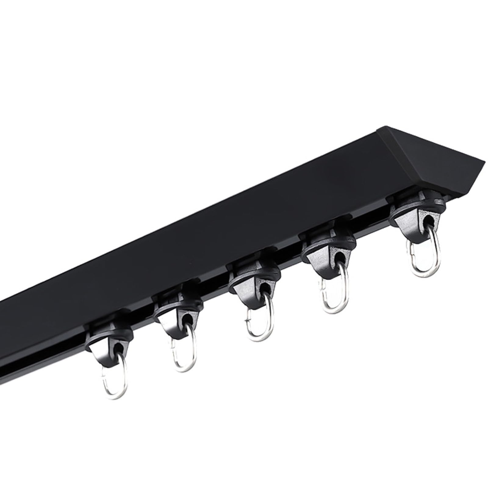 Ceiling Curtain Track Curtain Rail System Aluminium Alloy Nano Silence For Living Room Bedroom Shower Room Divider(Color:Black,Size:90 Degree Corner Bends)