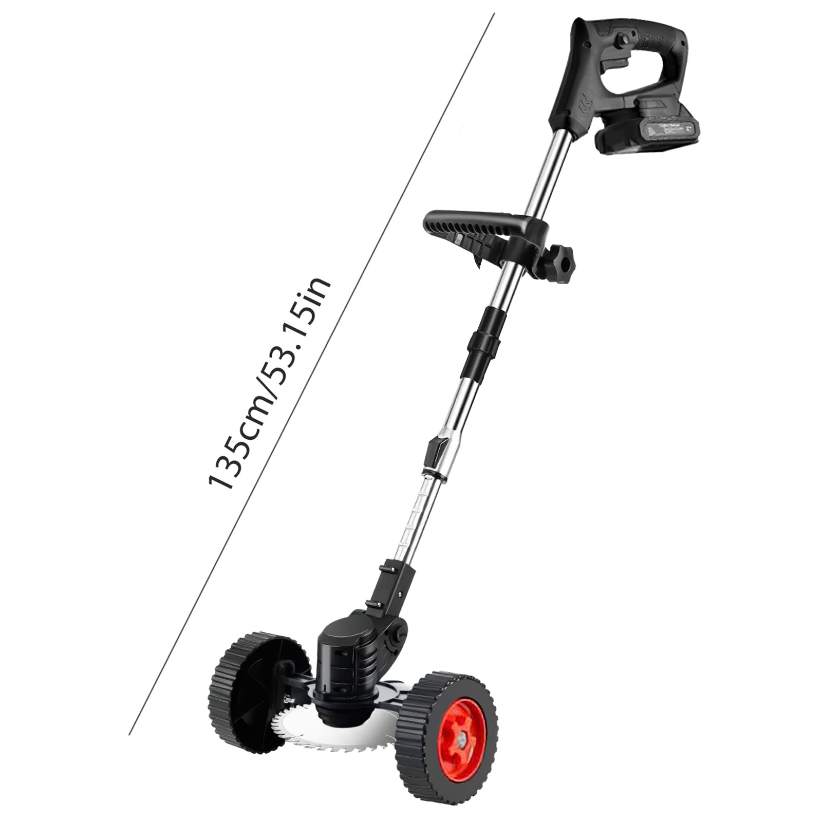 Corte con borde inalámbrico con 2 baterías de 1500 mAh, 650 W | Cabeza giratoria 90 °, mango ajustable 90 – 135 cm, desenrollador de batería para jardín y césped fácil