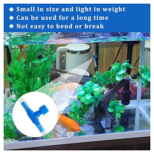 Image of WishLotus 30 Pack Fish Tank Air Valve, Plastic T Type 2 Way Oxygen Hose Connector Aquarium Air Pump Control Valve for Aquarium Air Pump Hose Connector Head Aquarium Accessories Products (Blue)