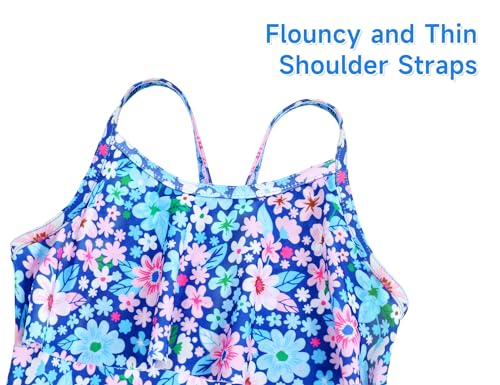 Image of Girls Tankini Swimsuit UPF50+ Ruffle 2 Piece Bathing Suit Full Coverage Kids Swimwear Ages 2-14 Years