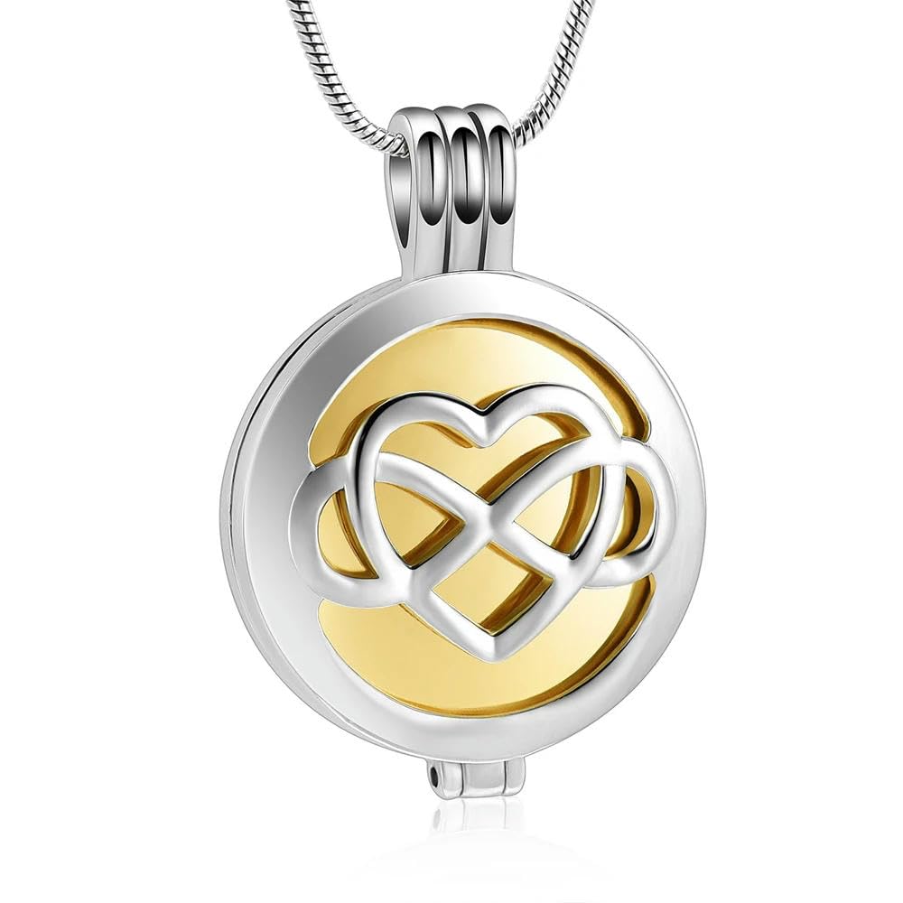 Collier urne funéraire pendentif rond acier inoxydable bijou souvenir cendre