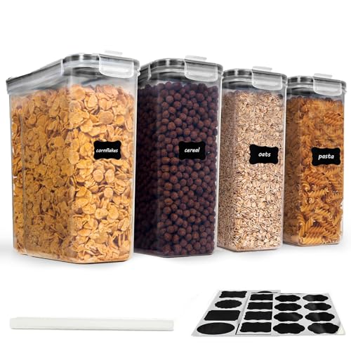 CALIYO Vorratsdosen Set 4L, 4er Vorratsdosen mit Deckel Luftdicht Lebensmittelbehälter mit Deckel, BPA-freie, Küche Vorratsbehälter Aufbewahrungsbehälter Set für Mehl, Hafer