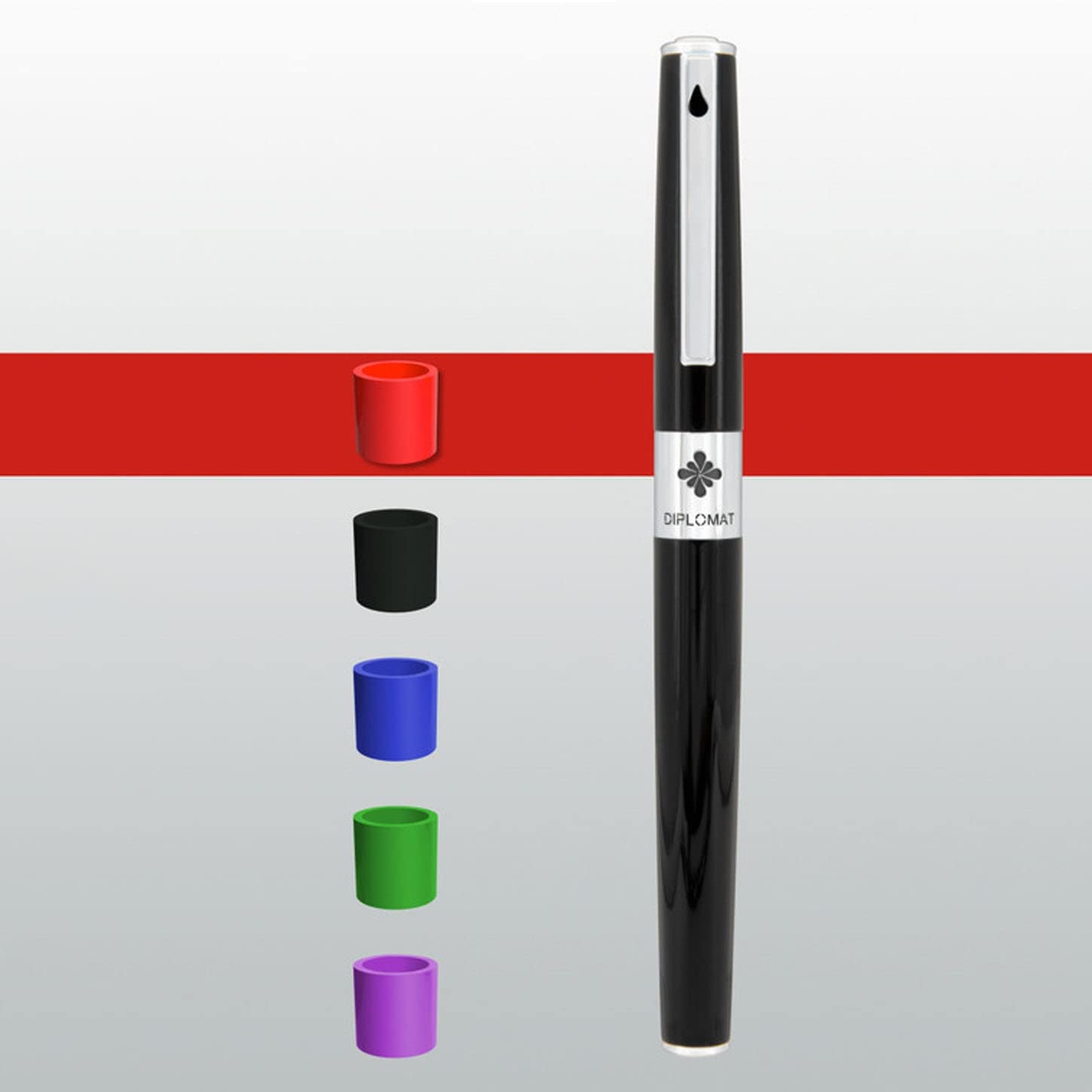 DIPLOMAT CLR Füllhalter Lack Schwarz/Federstärken: M/Füllfederhalter/Handgefertigt/mit Geschenkbox/Füllhalter Füller Fountain Pen