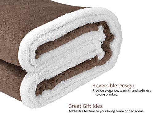 Brown Sherpa Throw Plush Blanket Size 50" X 60" Bedding Fleece Reversible Blanket For Bed And Couch, Super Soft Comfy Warm Fuzzy Tv Blanket #TOP1
