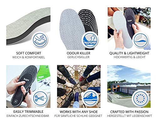 Image of 6 Pair Pack Anti Odour Shoe Insoles Set with Odor Eating Charcoal | Shoe Inserts | Kaps Odour Stop | Cut to Size (Pack of 2)