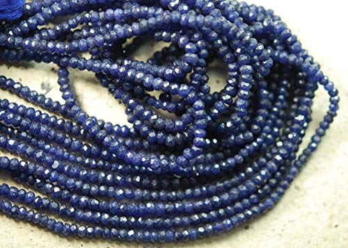 Saphir bleu quartz perles rondelles 3.5mm pour création bijoux et collier fil 14 pouces