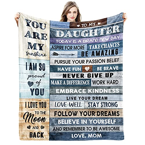 Birthday Gifts for Daughter Blanket from Mom, to My Daughter Gifts Blanket from Mom Mother Positive Encourage Love Christmas Throws Blanket Bedding for Bed Sofa Couch 50  x 60 