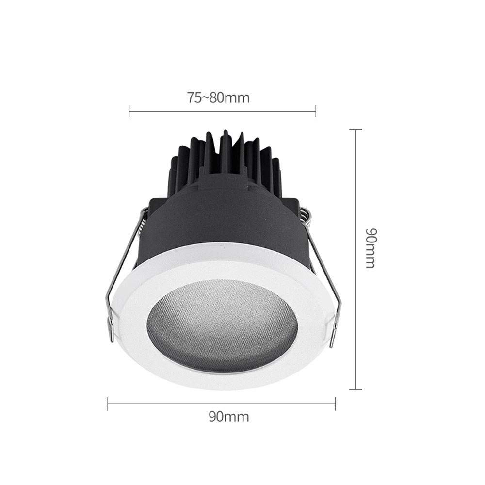 Foco empotrable para baño IP65 Moderno Blanco Mate Redondo Resistente al Agua con Espejo de luz de Panal Orificio Abierto de 75 mm Accesorio de,Amarillo cálido-A