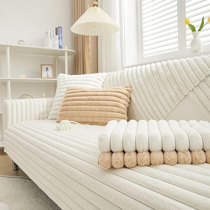 Housse de canapé d'angle antidérapante blanche 90 x 210 cm