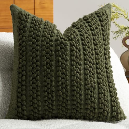DEZENE Wool Boucle Throw Pillow Cover Premium Chic Accents Square