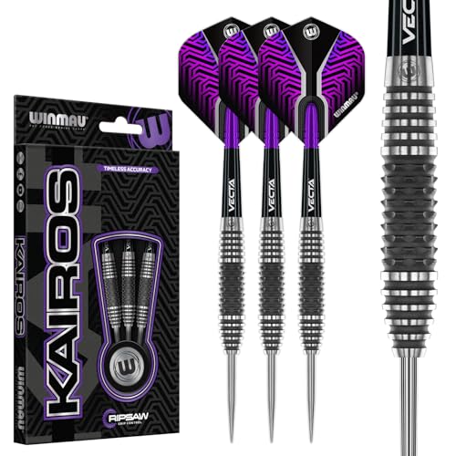 Winmau Darts Kairos 23g 90% Professional Tungsten Steel Tip Darts Set with Dart Flights and Dart Shafts (Stems)