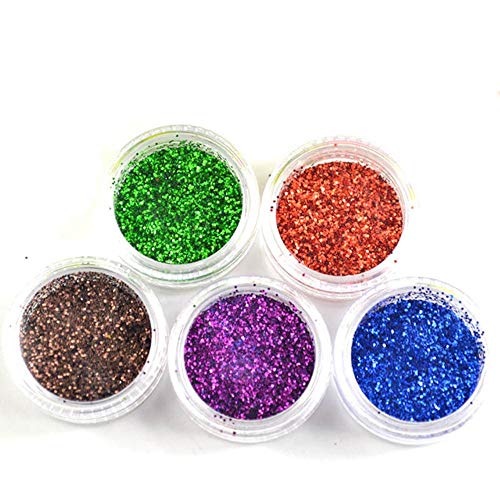 5 Farben Holographic Cosmetic Festival Puder Pailletten Craft Glitter für Kunst Gesicht Haar Körper Nagel Shake Karte…