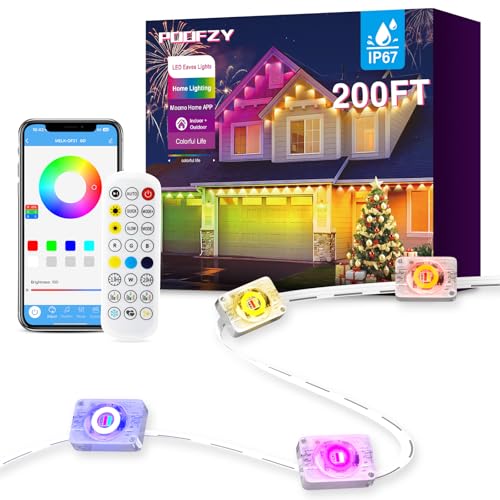 POOFZY Permanent Outdoor Lights for House,200ft RGB+IC...