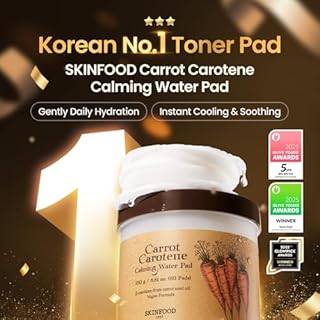 SKINFOOD Carrot Carotene Toner Pads, Hydrating & Soothing for Dry Skin, Instant Cooling, After Sun & Heat Care, Cotton Facial Toner Pads, Korean Skincare for Face (60 Counts)