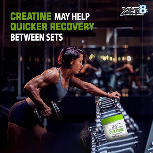Image of XLR8 Creatine Monohydrate Powder Micronized | Unflavoured, 100g with Isotonic Energy Drink, Electrolyte Powder (Assorted, 120g) | Pre & Post Workout Supplement | Muscle Growth & Power