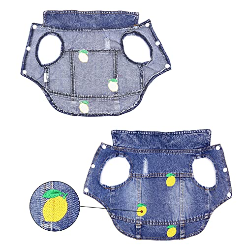 Qtart Small Dog Clothes Denim Dog Jacket Girl Boy Puppy Shirt Yorkie Jeans Outfit Cute Pet Vest For Chihuahua, French Bulldog, Cats, Xxl, Lemon #TOP2