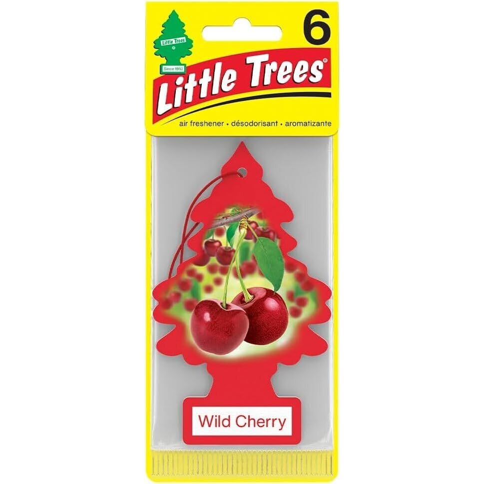 Image of LITTLE TREES Car Air Freshener | Hanging Paper Tree for Home or Car | Wild Cherry | Pack of 6