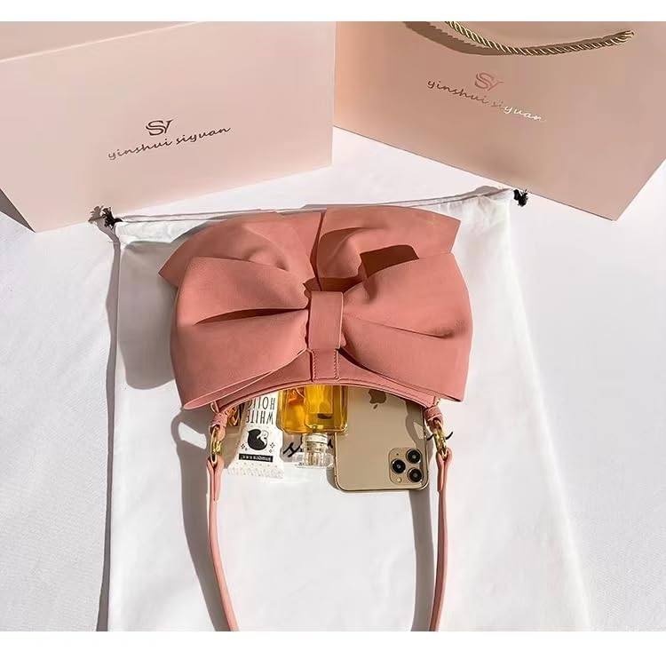 XPONNI Kawaii Handbag Y2k Purse with Bow Pink Shoulder Bag Lolita Accessories Kawaii Bag Cute Pink Tote Bag4