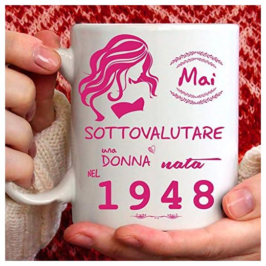 Taza 1948 cumpleaños Mujer 73 años Idea regalo Nunca subestimar una mujer nacida en 1948