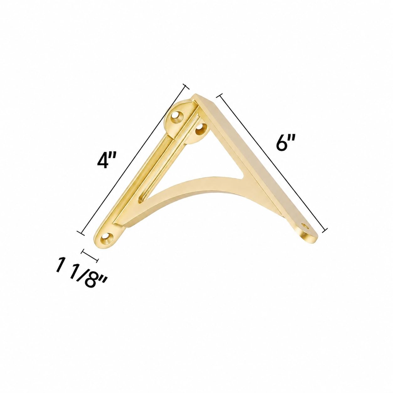 KHTUMEWARE-170326 Brushed Gold Shelf Brackets 6 in (152 mm) 2-Pack in Brushed Gold — KHTUMEWARE